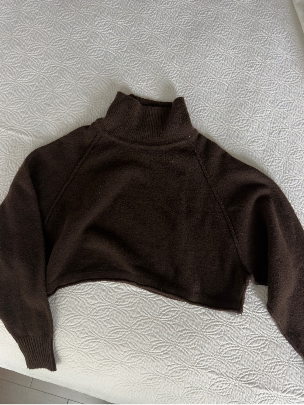 Urban Outfitters Cropped Turtleneck Sweater - Dark Brown